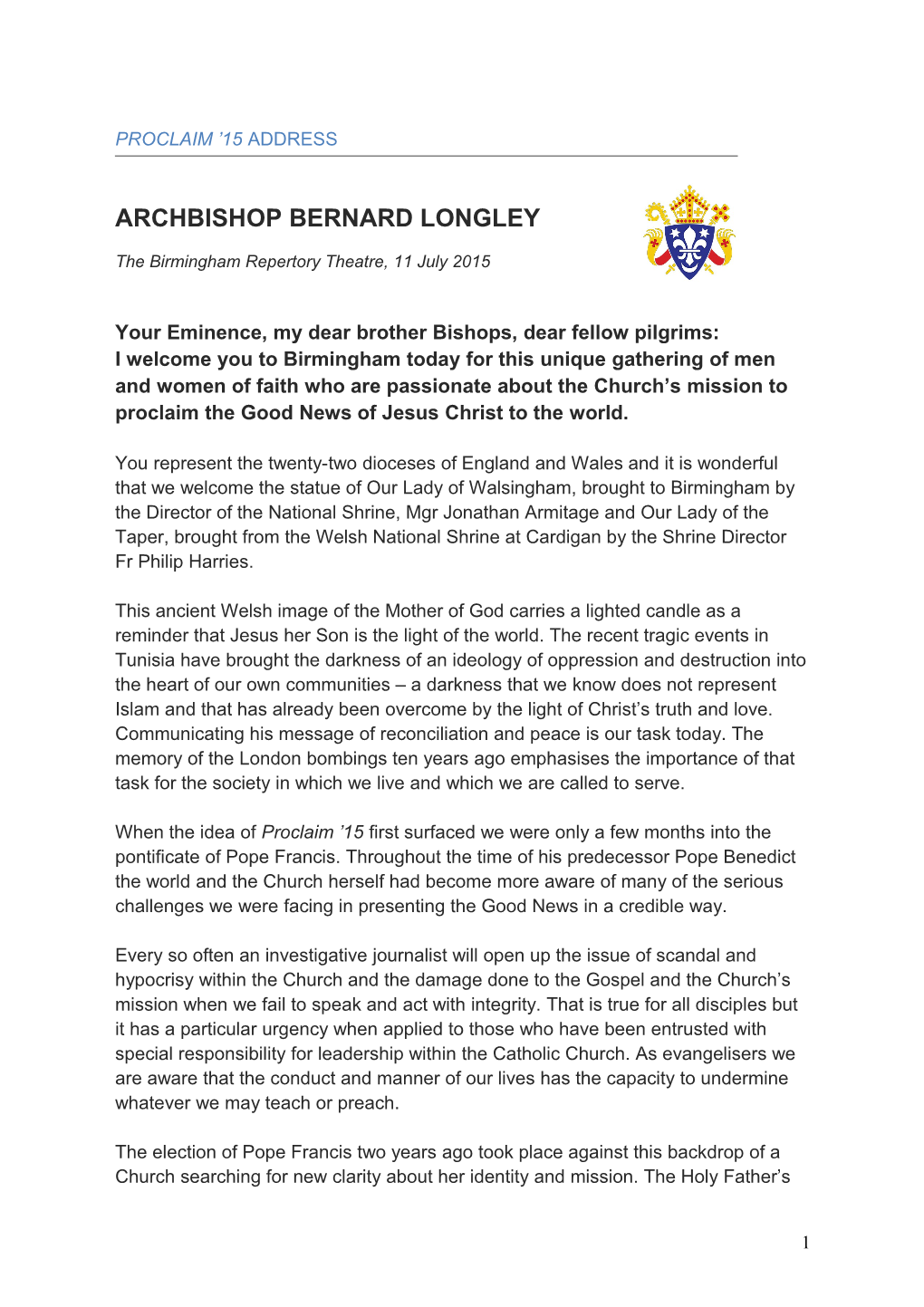 Archbishop Bernard Longley