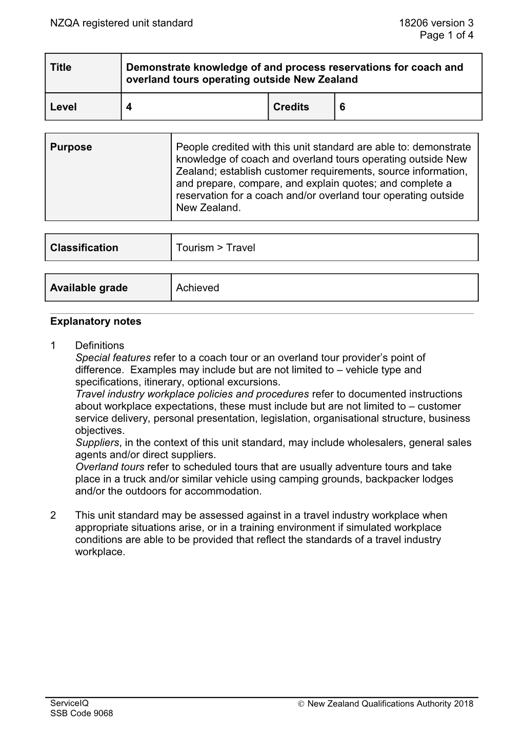 18206 Demonstrate Knowledge of and Process Reservations for Coach and Overland Tours Operating