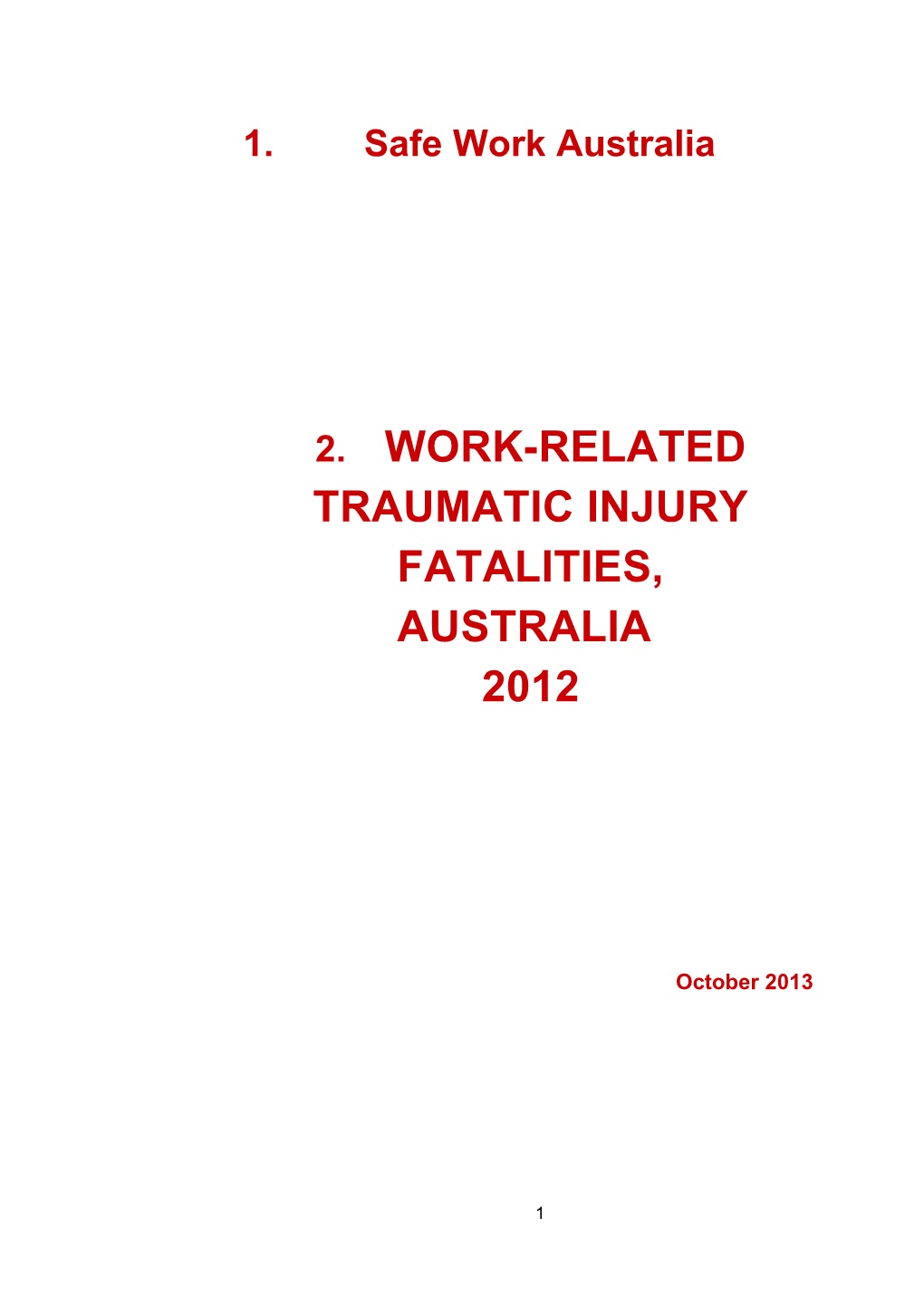 Work-Related Traumatic Injury Fatalities Australia 2012