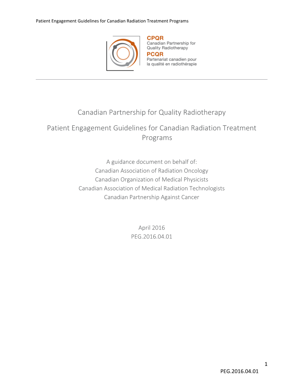 Canadian Partnership for Quality Radiotherapy