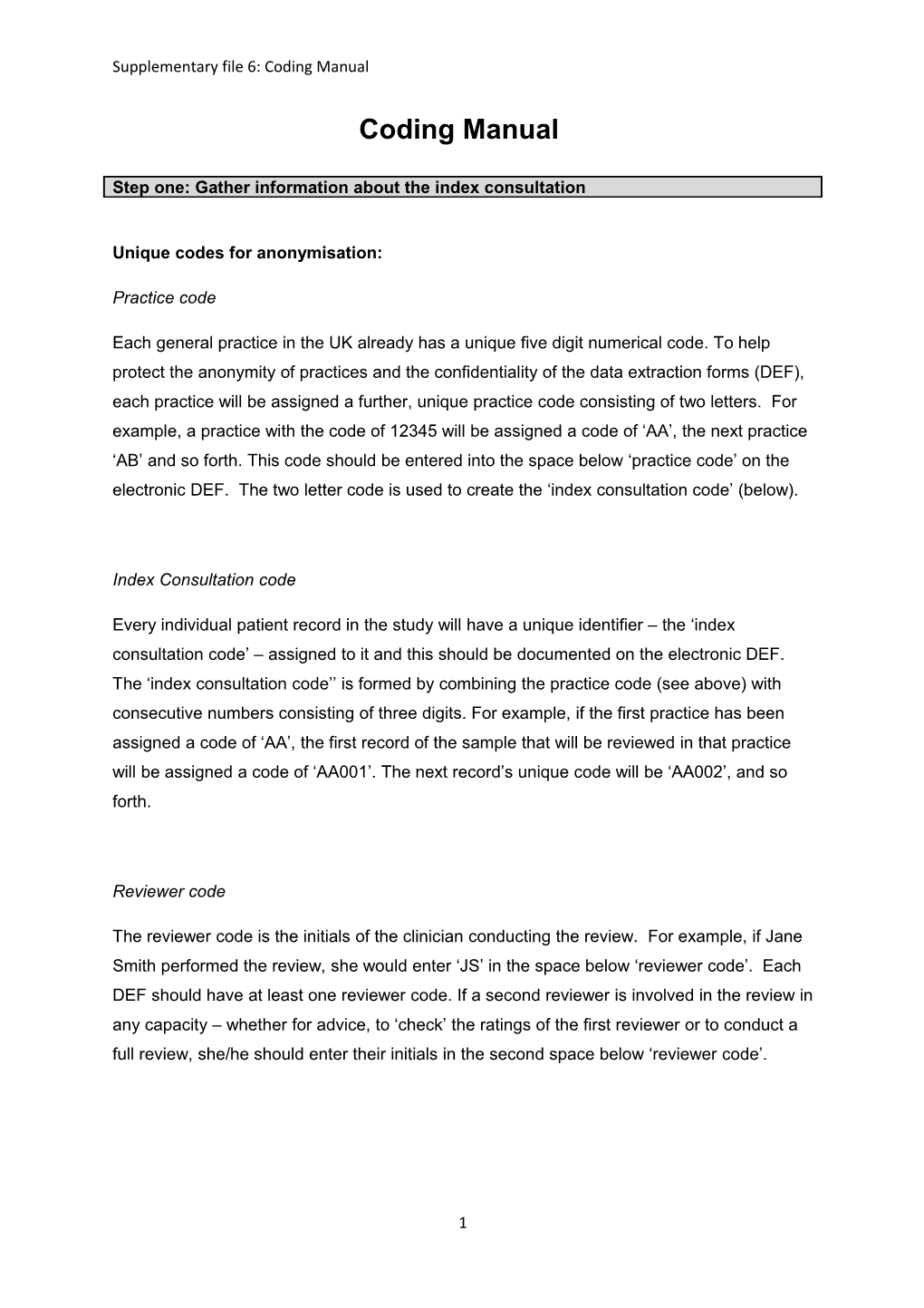 GM PSTRC EPASSE STUDY Missed Diagnostic Opportunities: Data Extraction Form