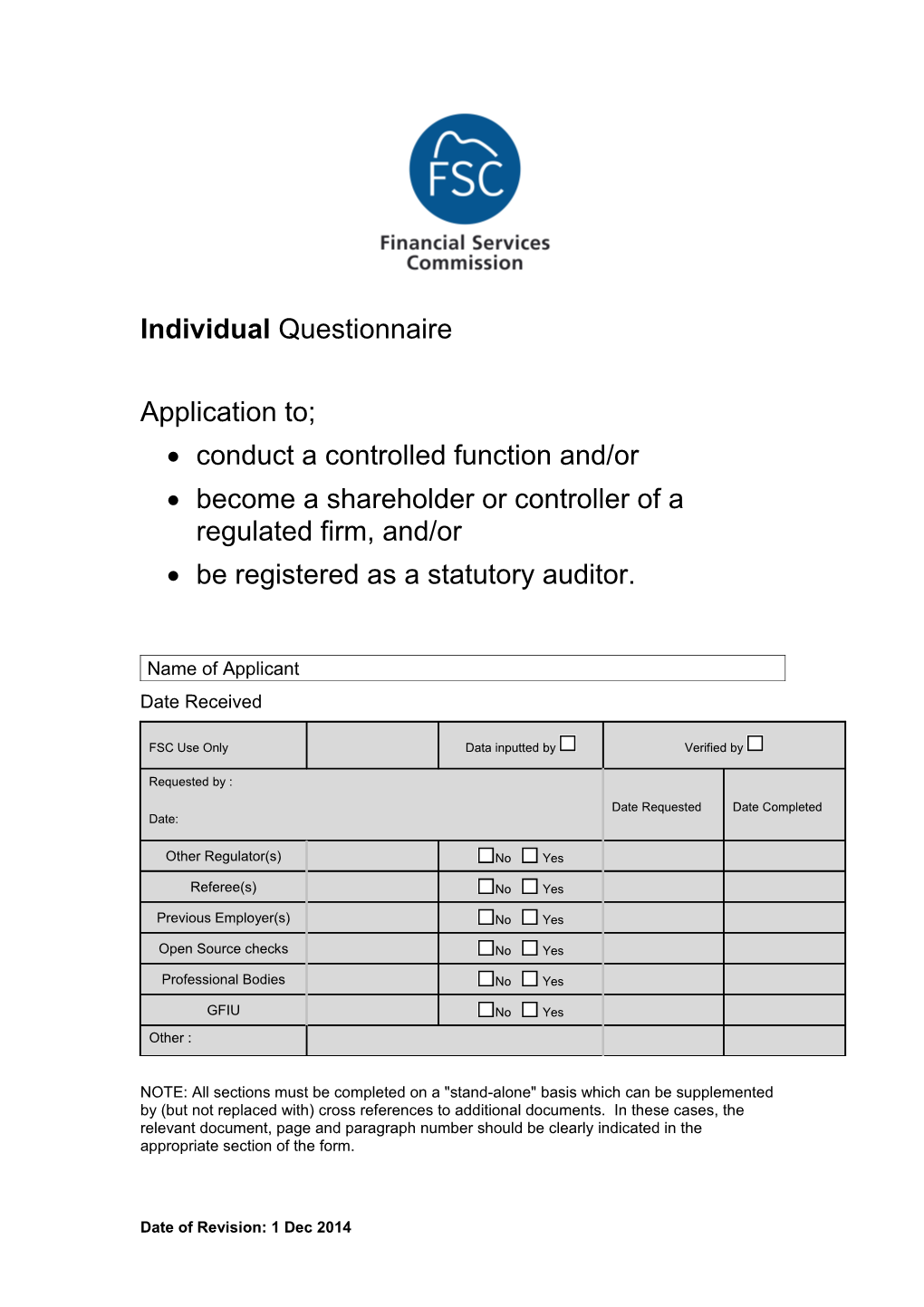 Approved Persons - Application to Conduct a Controlled Activity