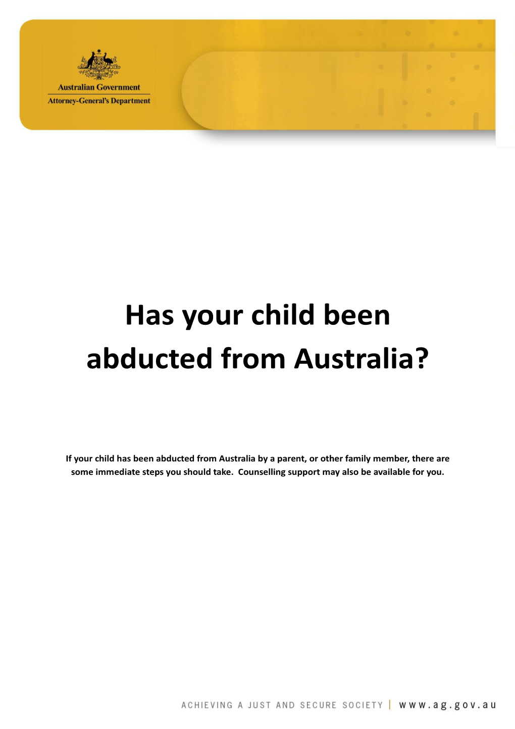 Has Your Child Been Abducted from Australia?