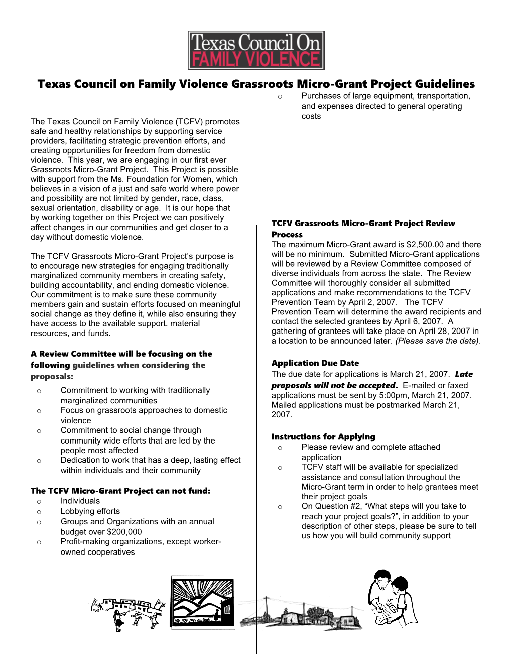 TCFV Grassroots Micro-Grant Project Guidelines