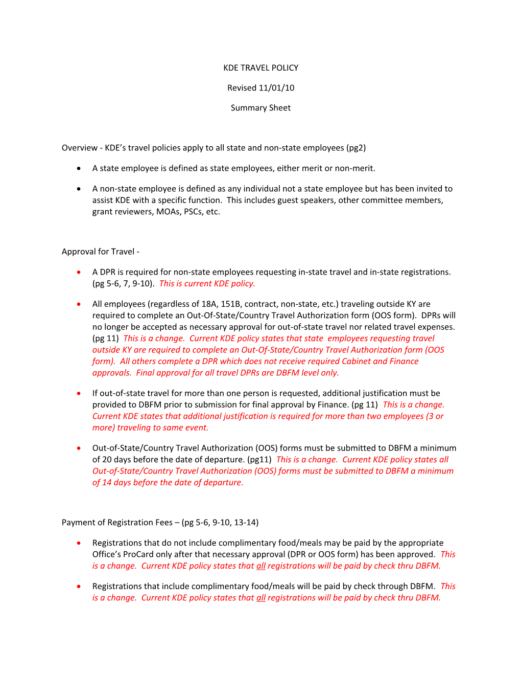 Overview - KDE S Travel Policies Apply to All State and Non-State Employees (Pg2)