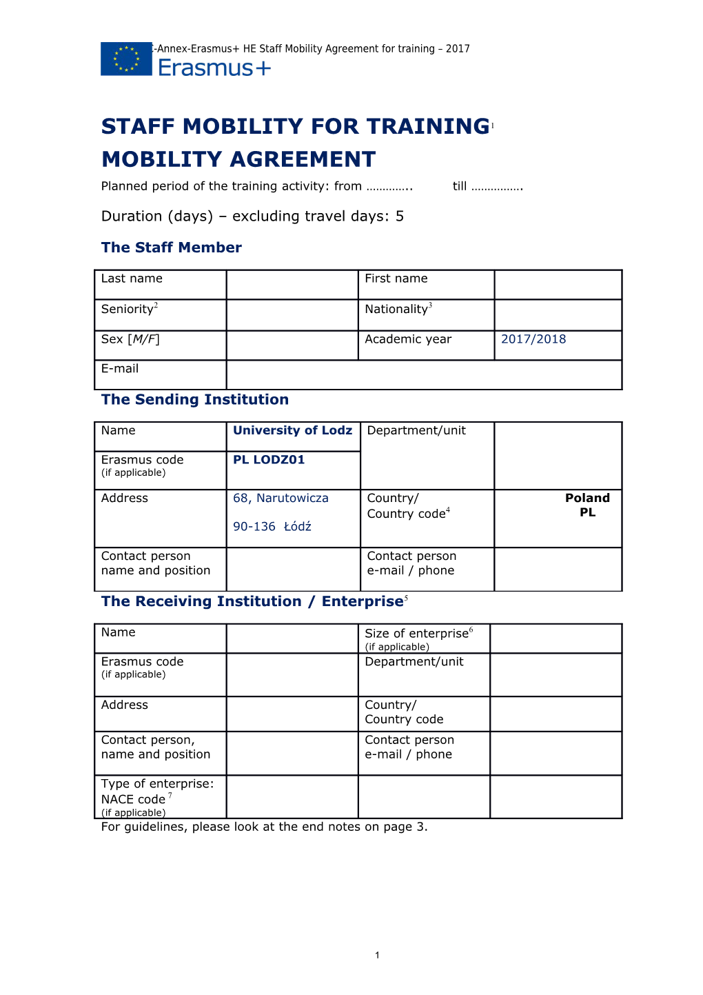 Gfna-II.7-C-Annex-Erasmus+ HE Staff Mobility Agreement for Training 2017