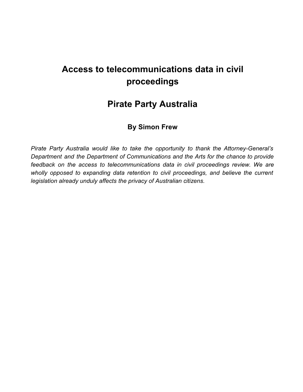 Section 280 Submission Pirate Party