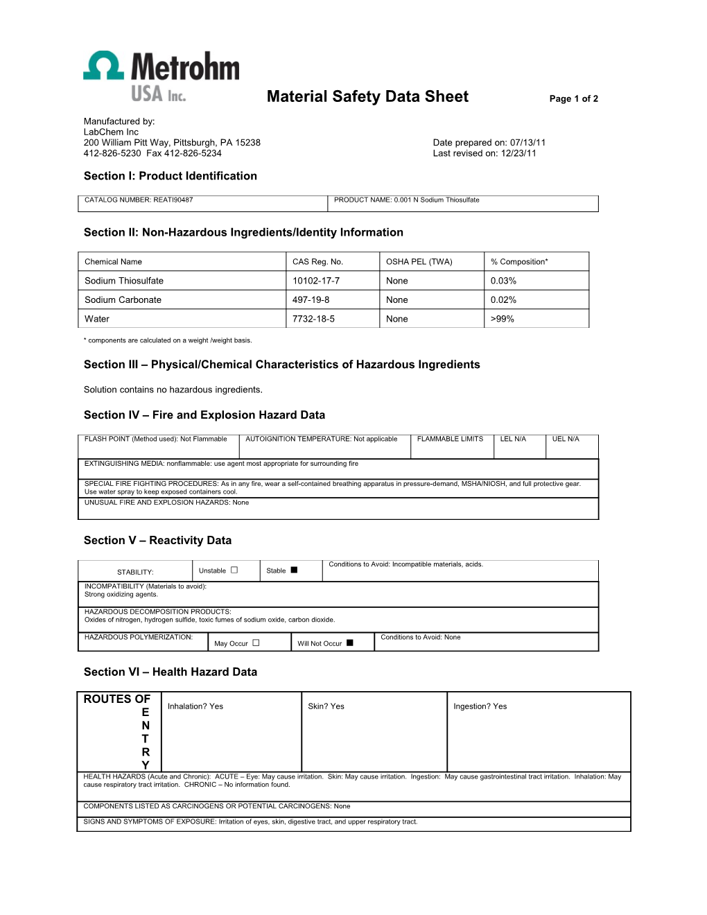 200 William Pitt Way, Pittsburgh, Pa15238date Prepared On: 07/13/11