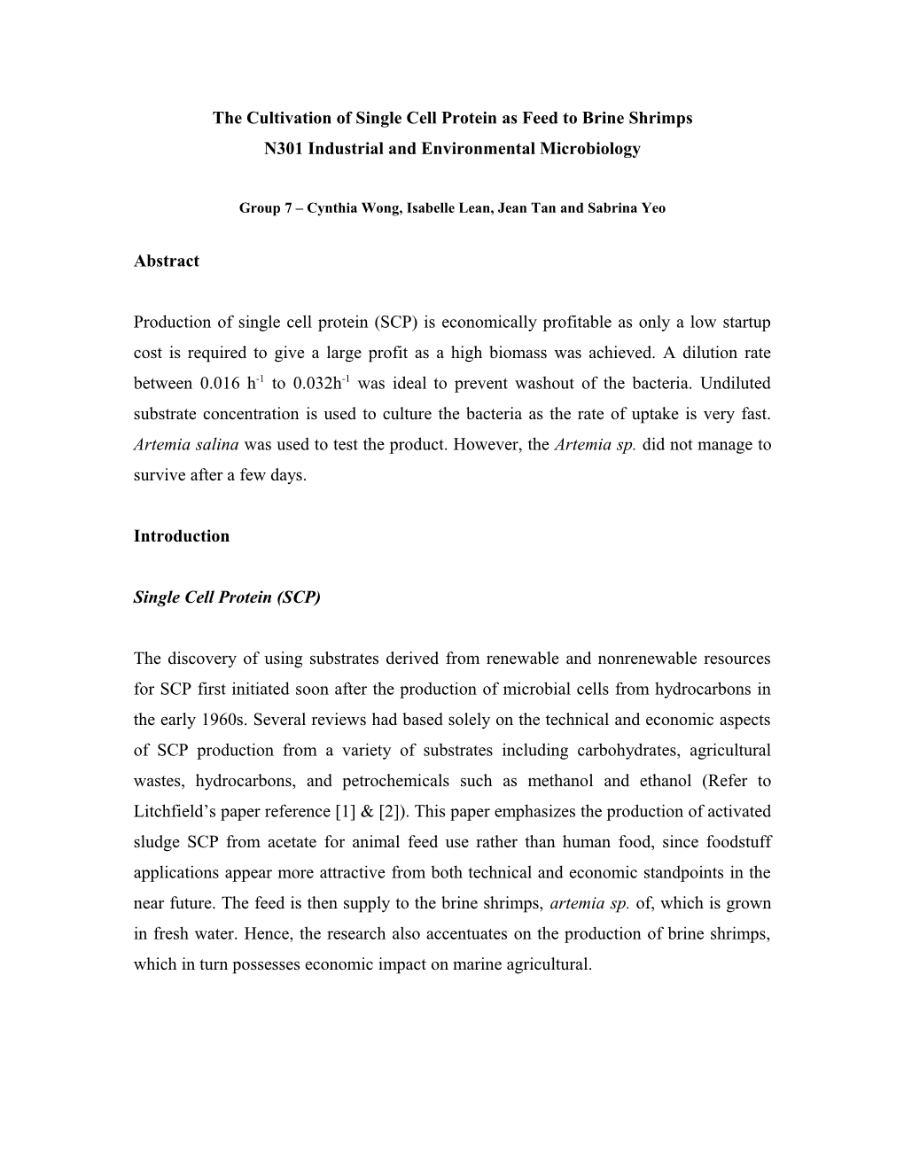 N301 Industrial and Environmental Microbiology