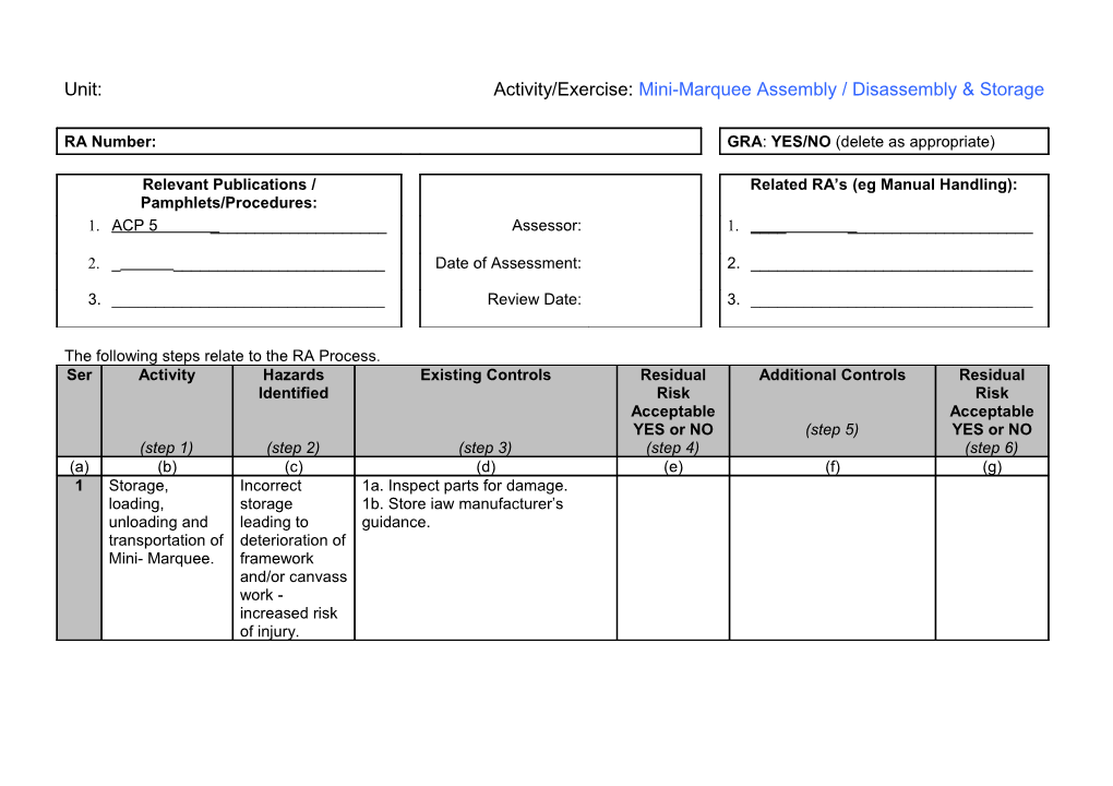 Details of Person Responsible for Carrying out This RA / Review