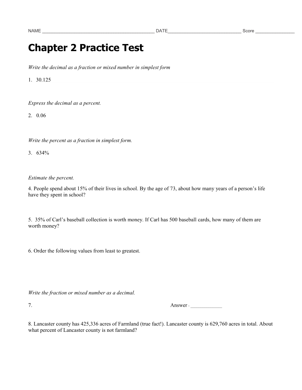 Chapter 2 Practice Test