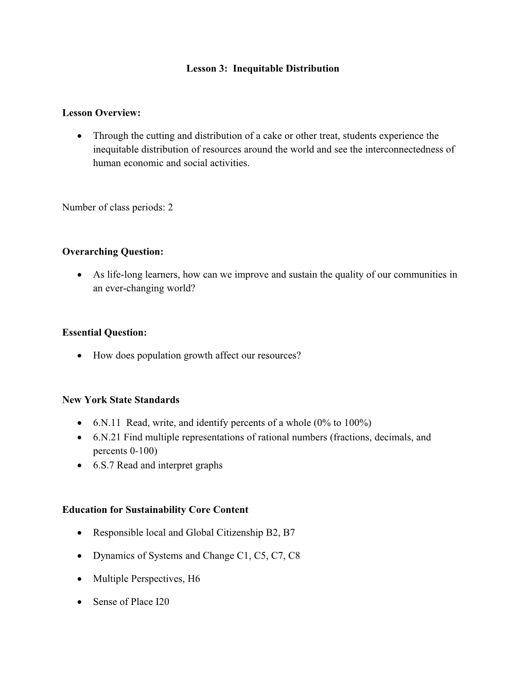 Lesson 3: Inequitable Distribution