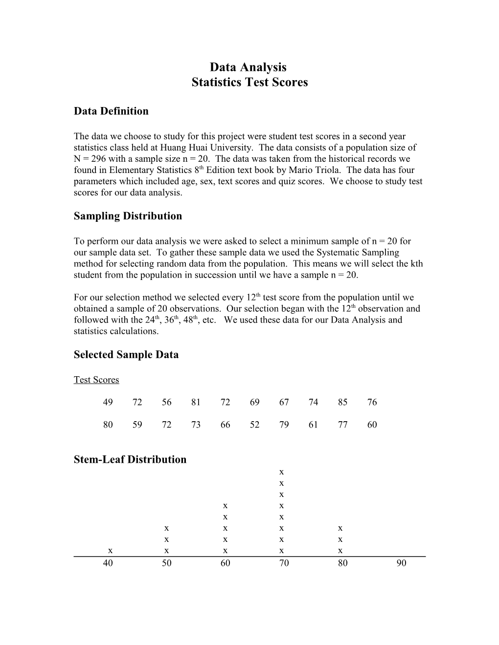 Statistics Test Scores