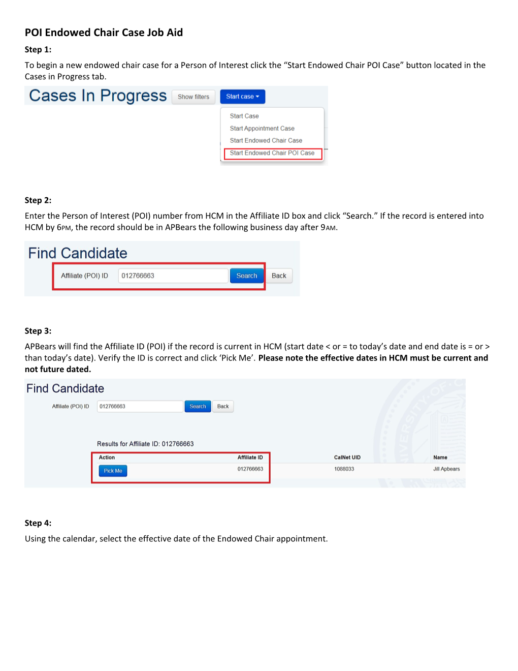 POI Endowed Chair Case Job Aid