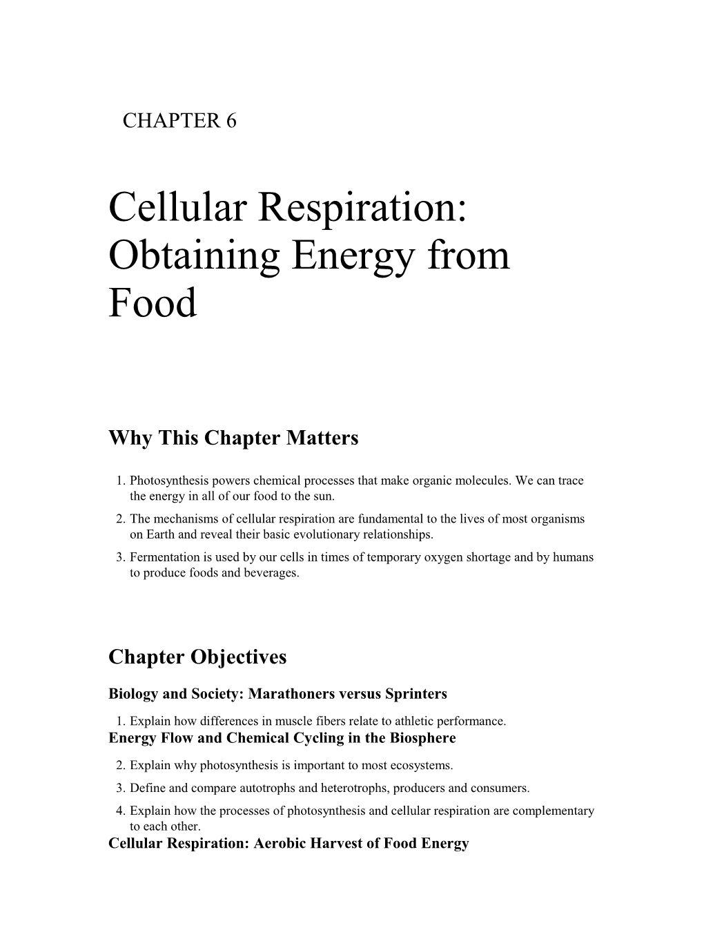 Cellular Respiration: Obtaining Energy from Food