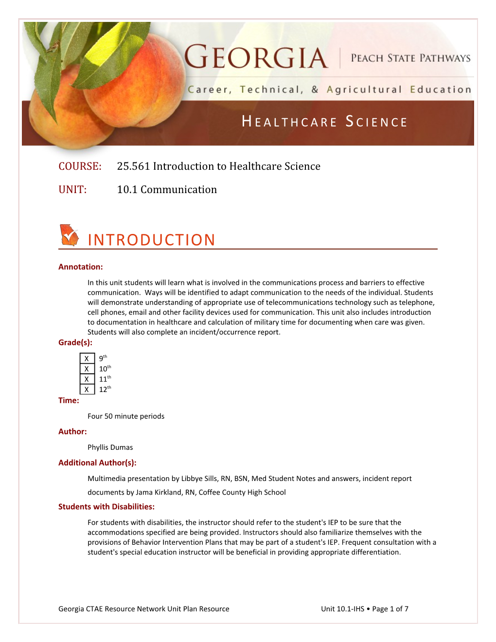 COURSE: 25.561 Introduction to Healthcare Science