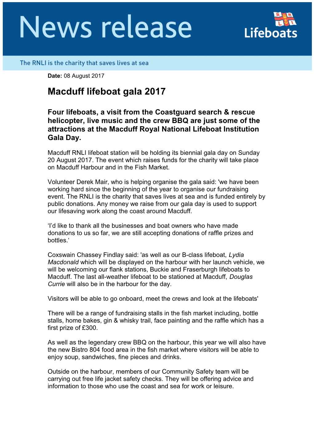 Macduff Lifeboat Gala 2017