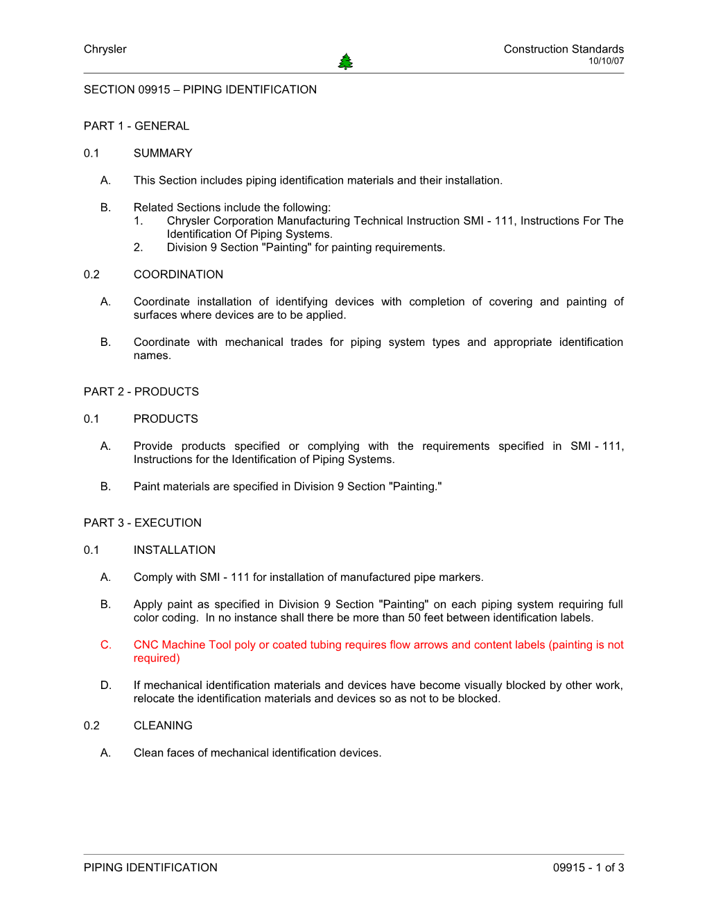 Section 09915 Piping Identification