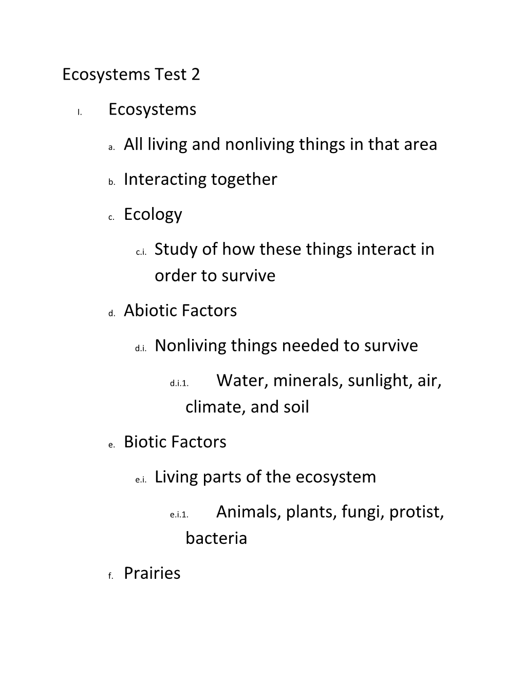 Ecosystems Test 2