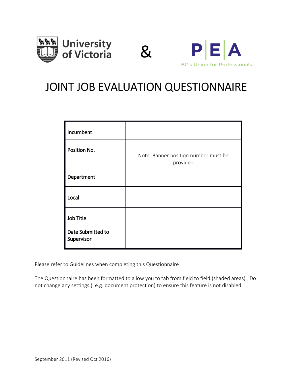 Joint Job Evaluation Questionnaire