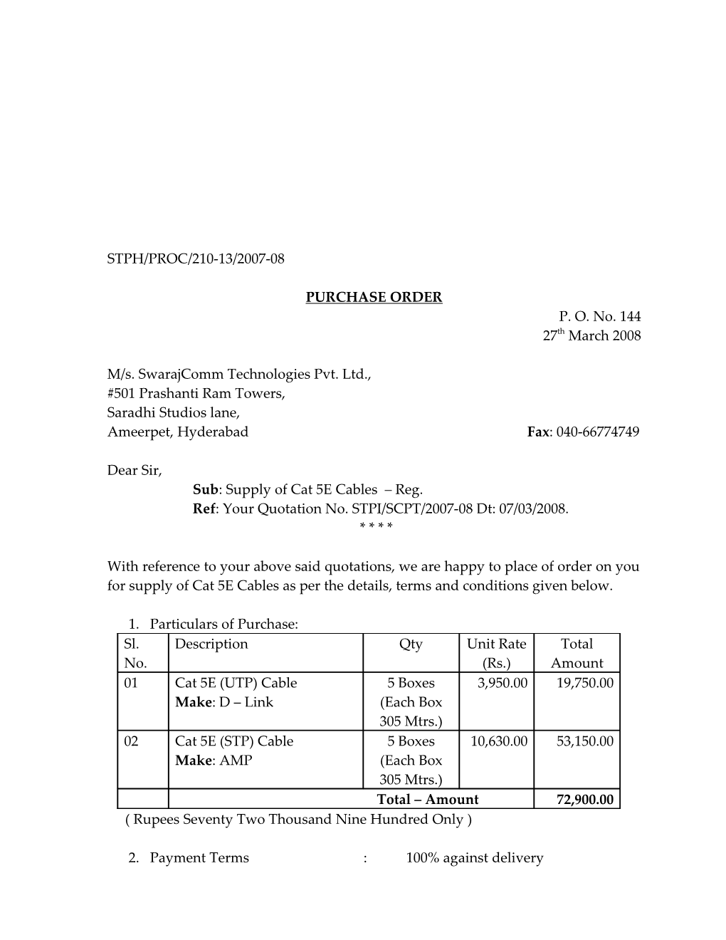 M/S. Swarajcomm Technologies Pvt. Ltd