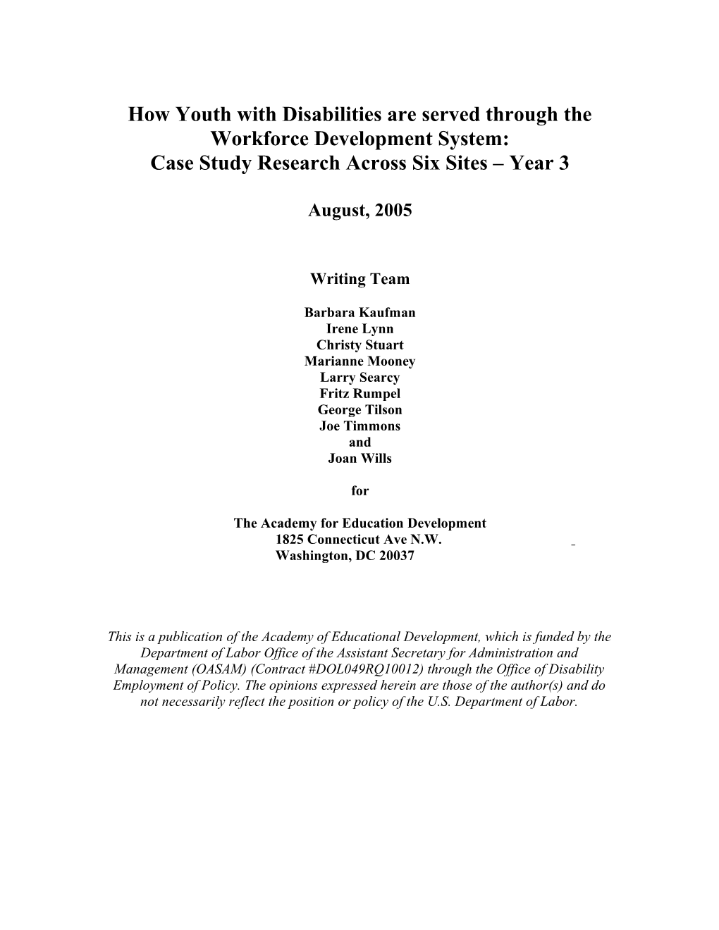 How Youth with Disabilities Are Served Through the Workforce Development System