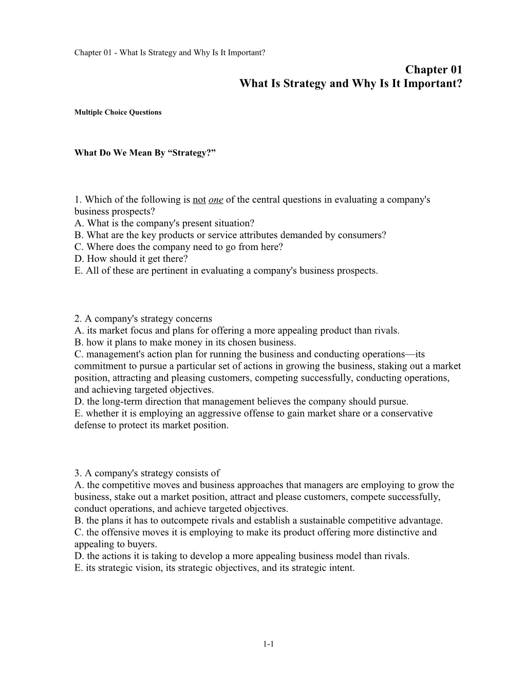 Chapter 01 What Is Strategy and Why Is It Important?