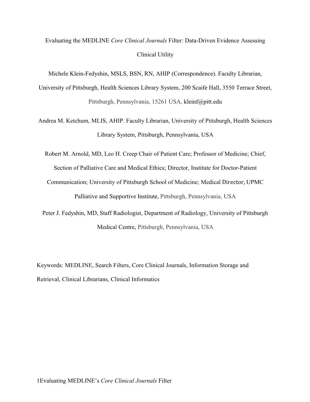 Evaluating the Medlinecore Clinical Journals Filter: Data-Driven Evidence Assessing Clinical