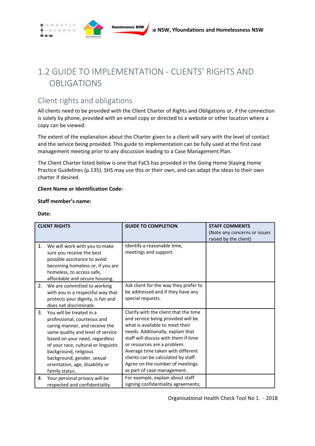1.2 Guide to Implementation - Clients Rights and Obligations