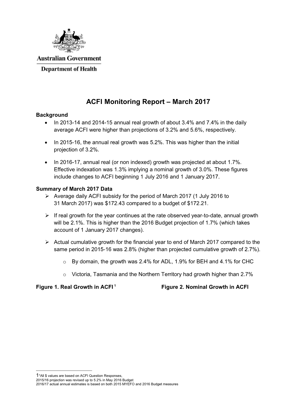 ACFI Monitoring Report March 2017