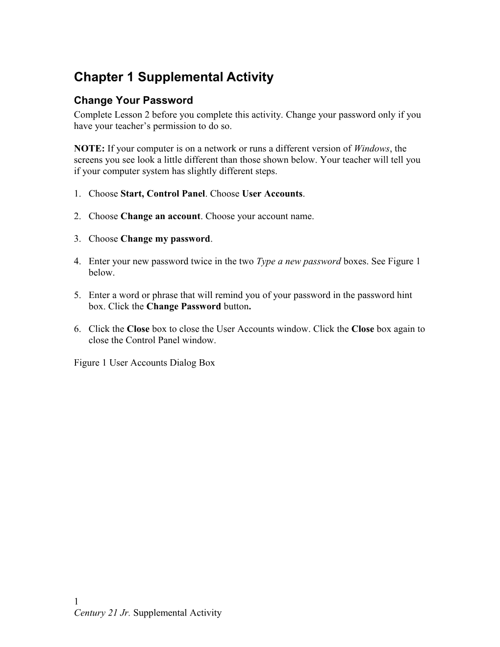 Chapter 1 Supplemental Activity