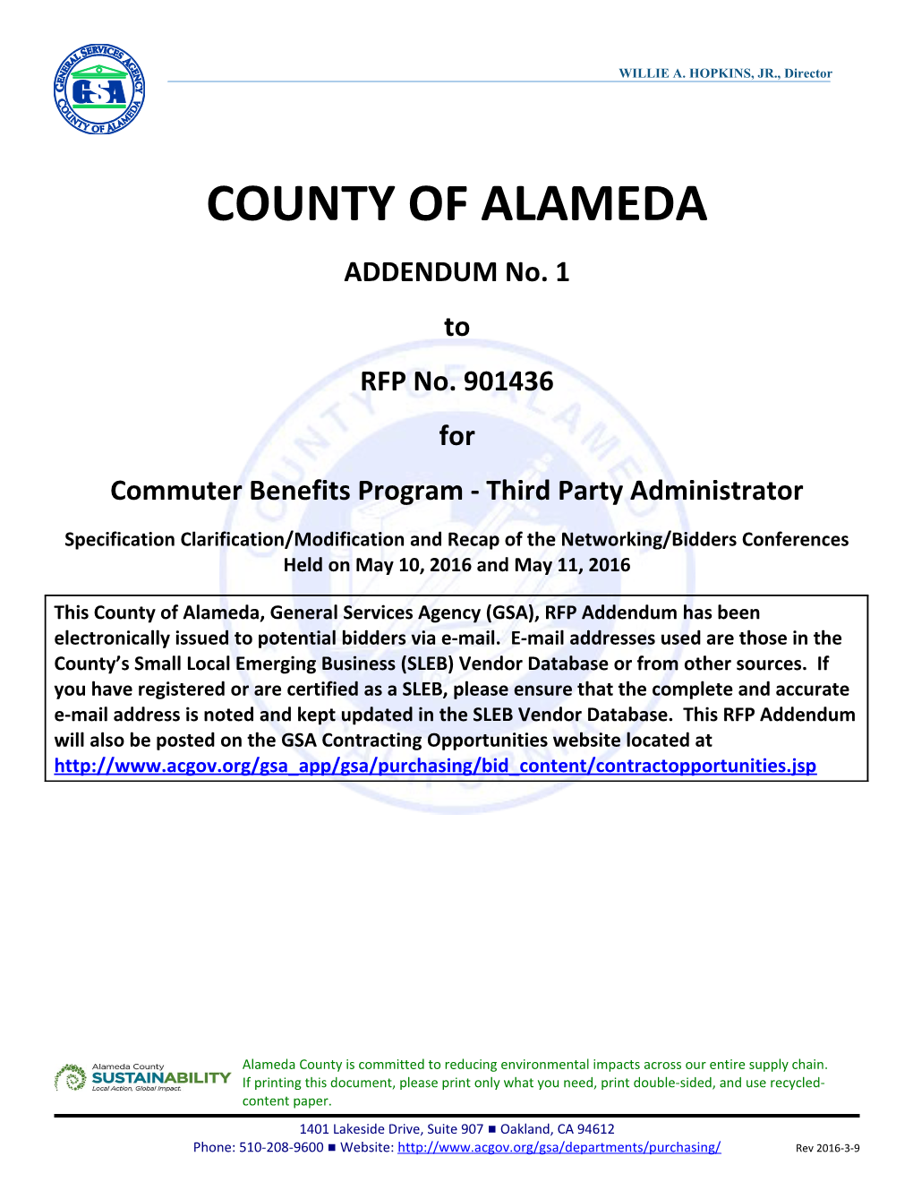 Commuter Benefits Program - Third Party Administrator