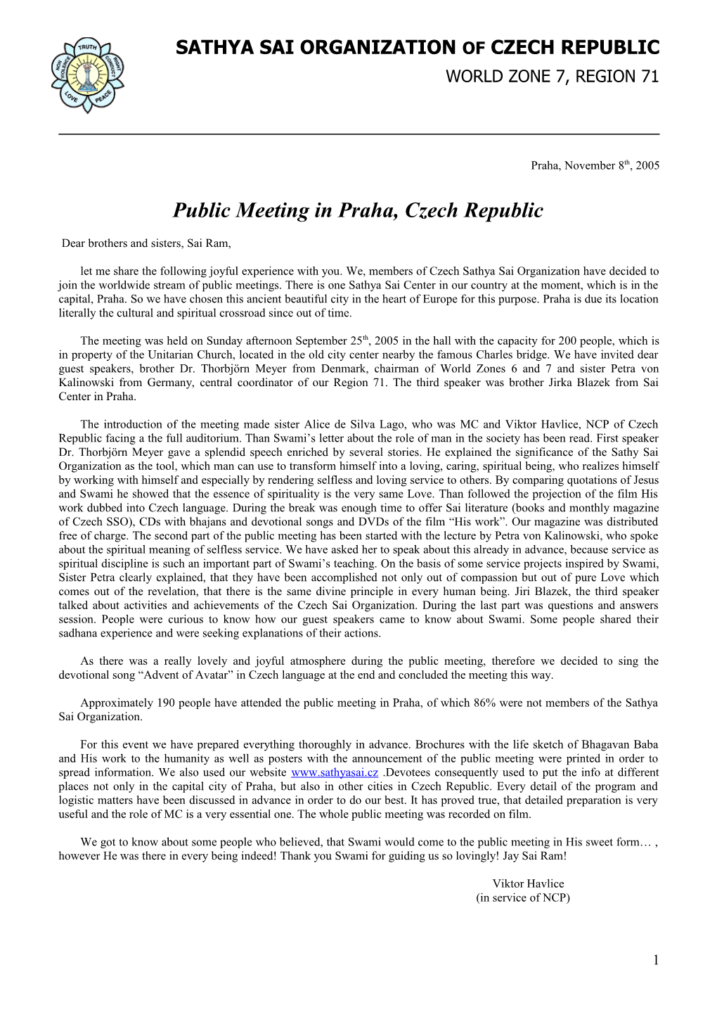 Public Meeting in Praha, Czech Republic