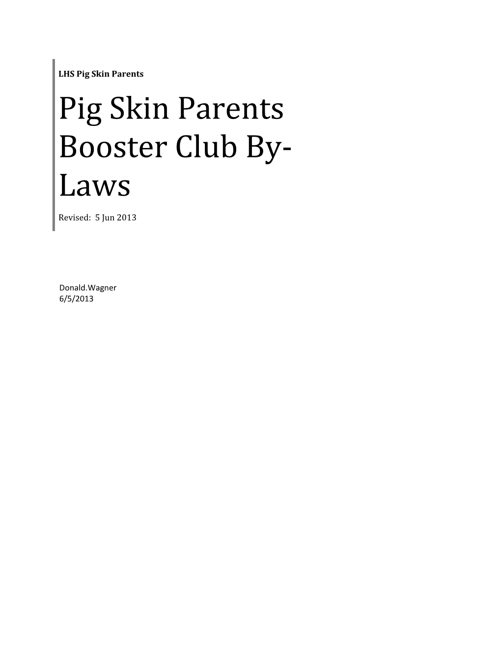Pig Skin Parents Booster Club By-Laws