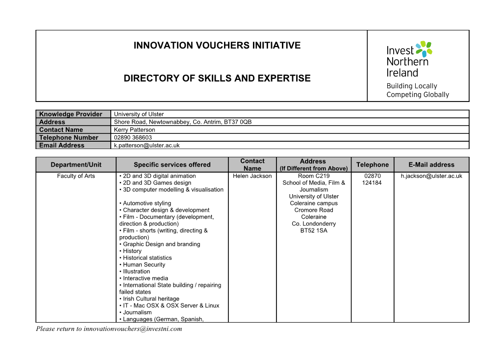Directory of Skills University of Ulster (DOC)