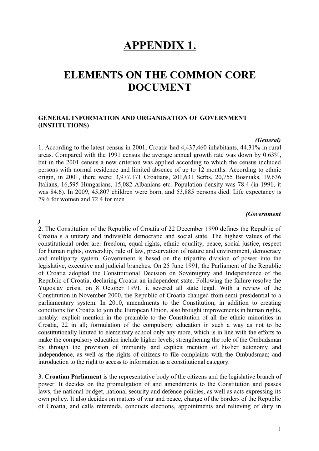 Elements on the Common Core Document