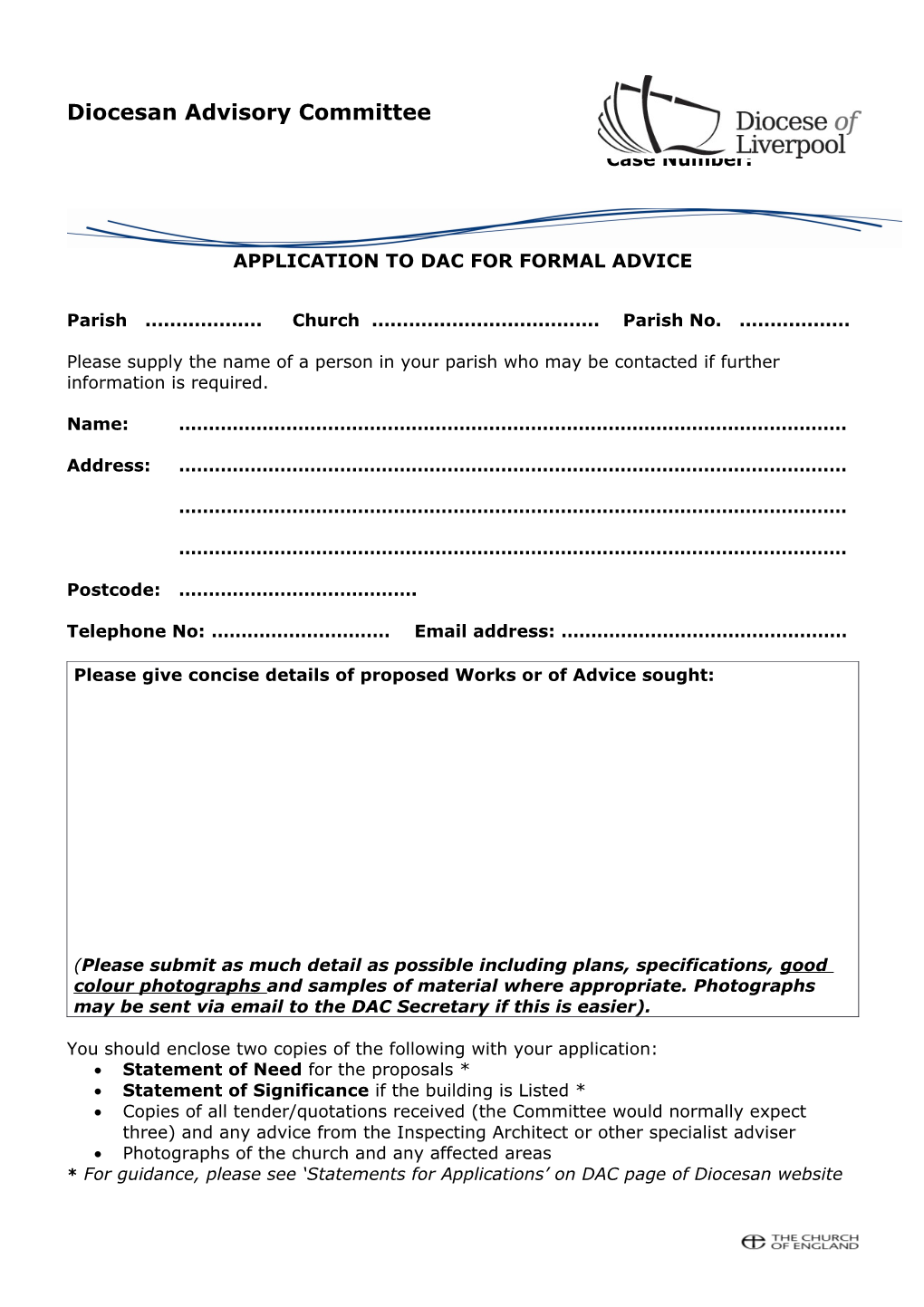 DAC Advice Application Form