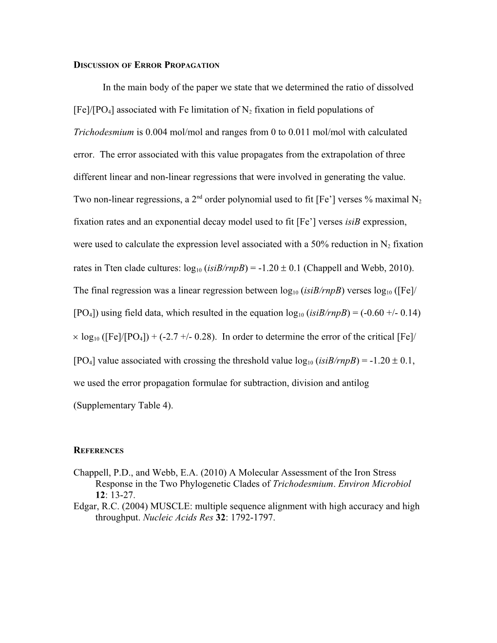 Discussion of Error Propagation