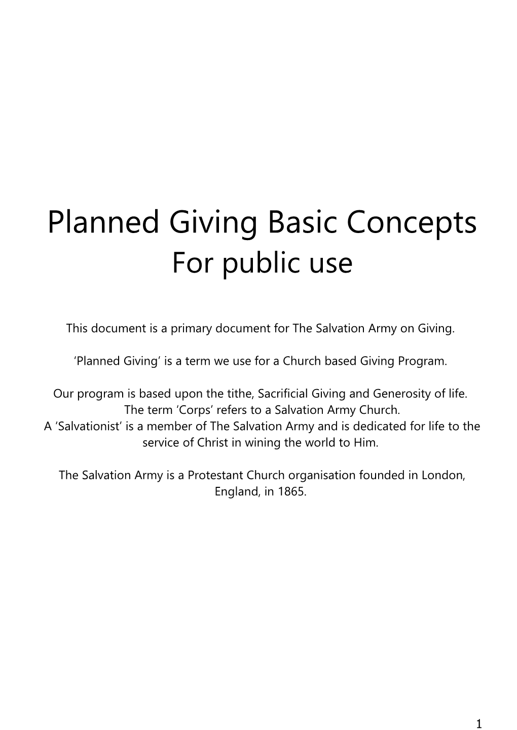 Planned Giving Basic Concepts