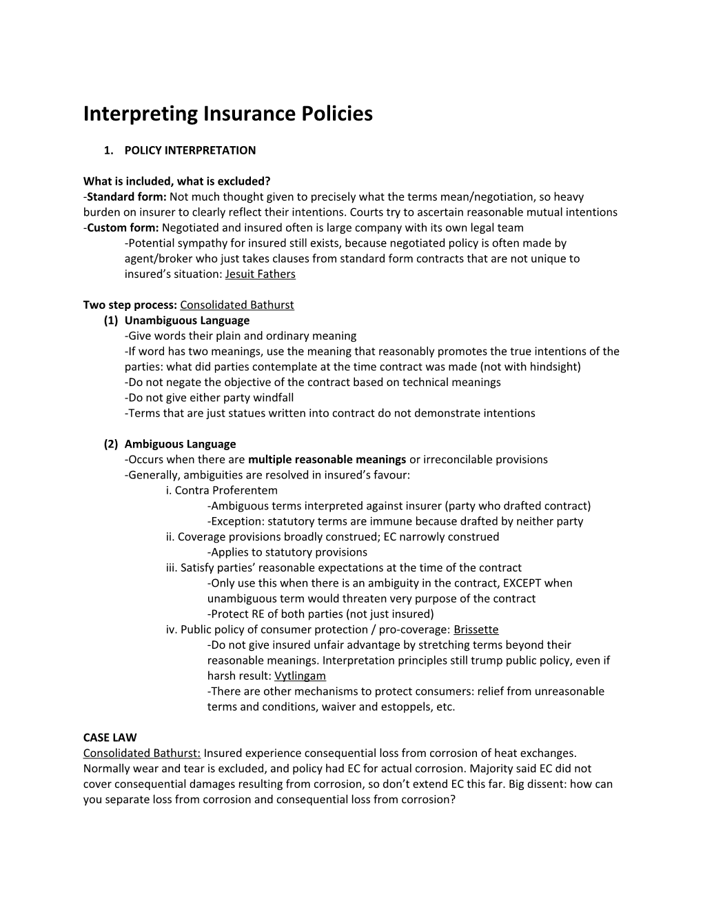 Interpreting Insurance Policies