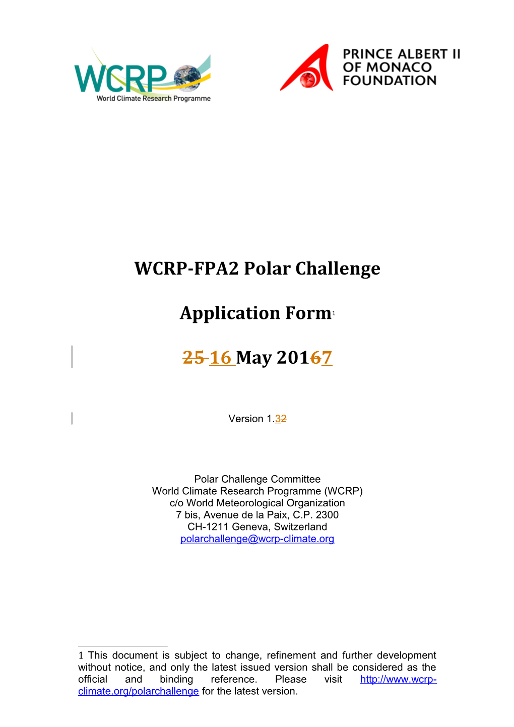 WCRP-FPA2 Polar Challenge