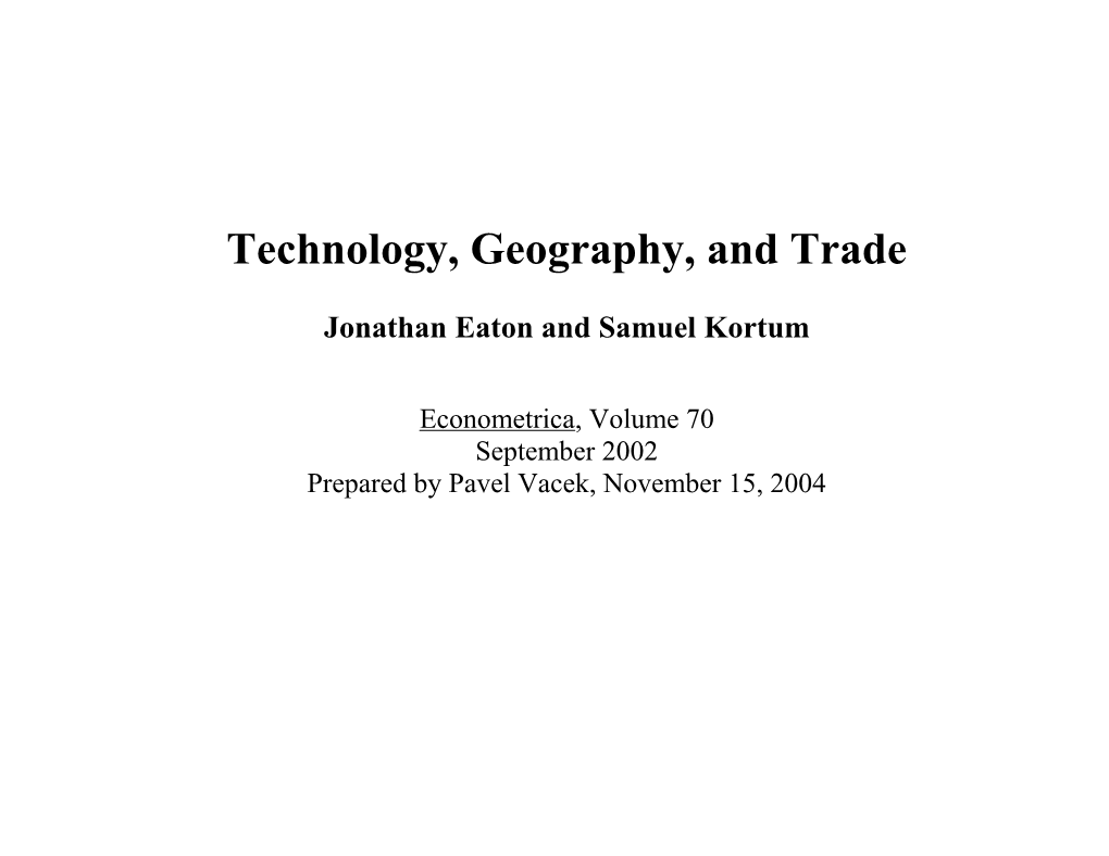 Technology, Geography, and Trade