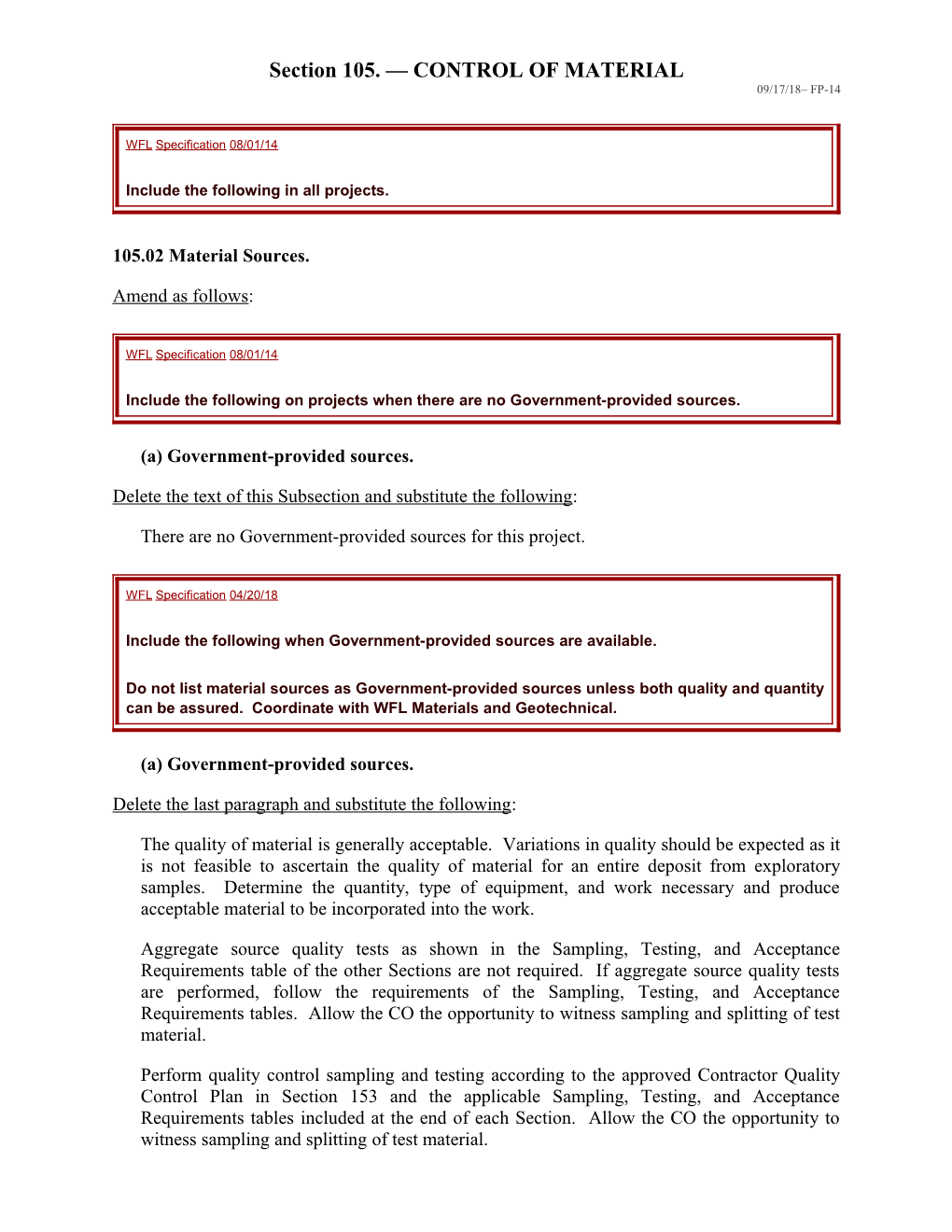 105: Control of Material