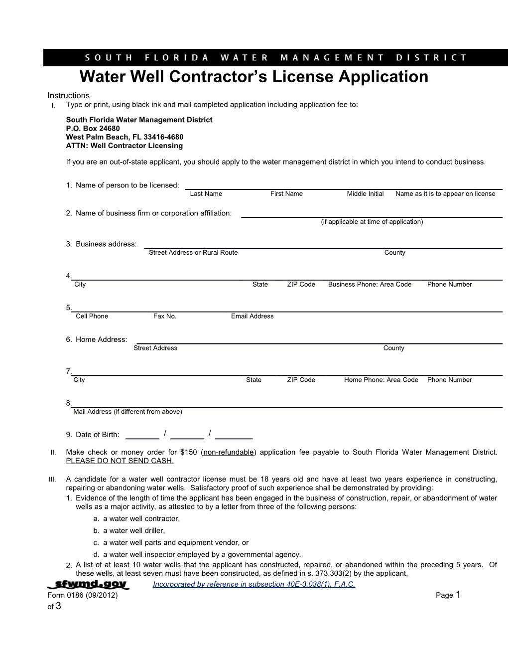 Water Well Contractor S License Application