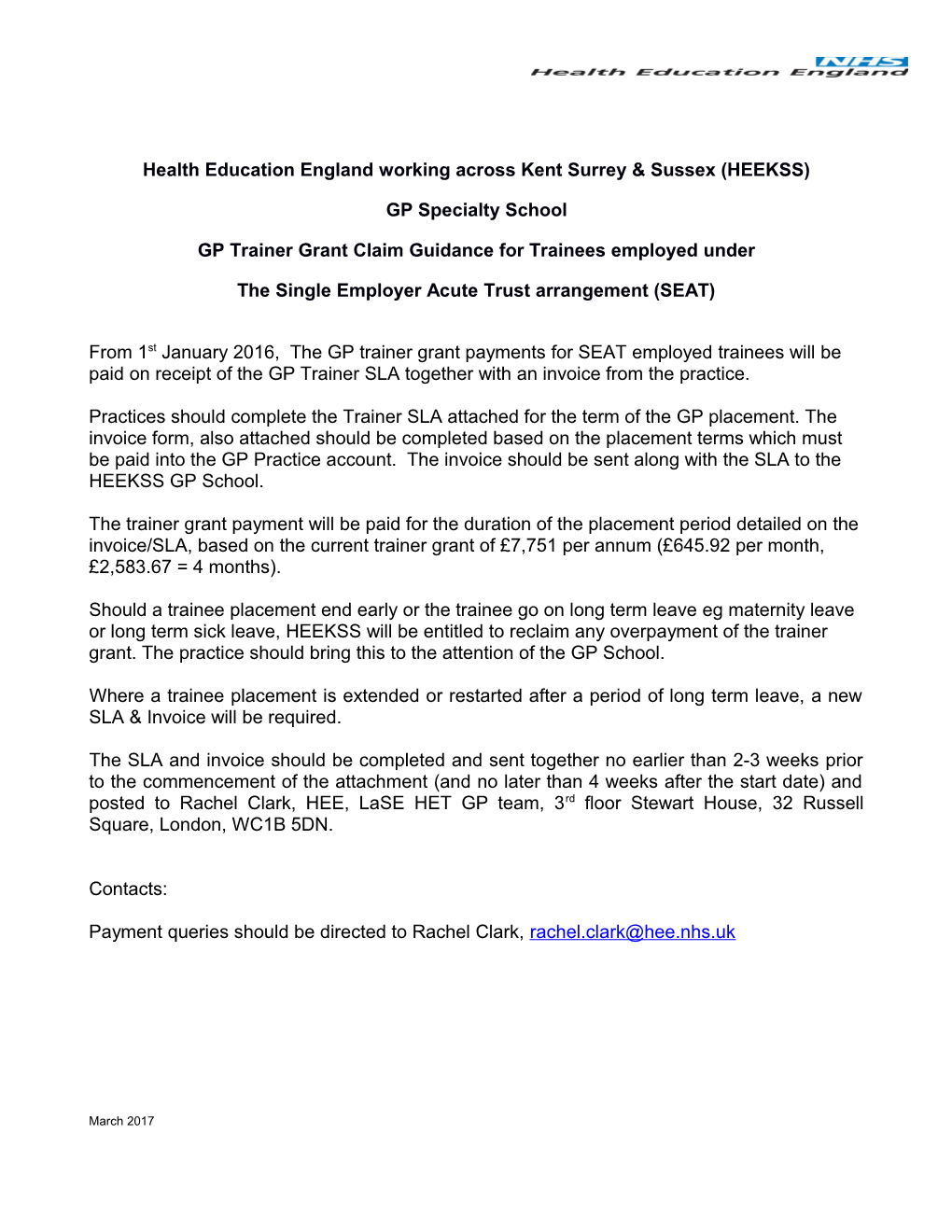 Health Education England Working Across Kent Surrey & Sussex (HEEKSS)