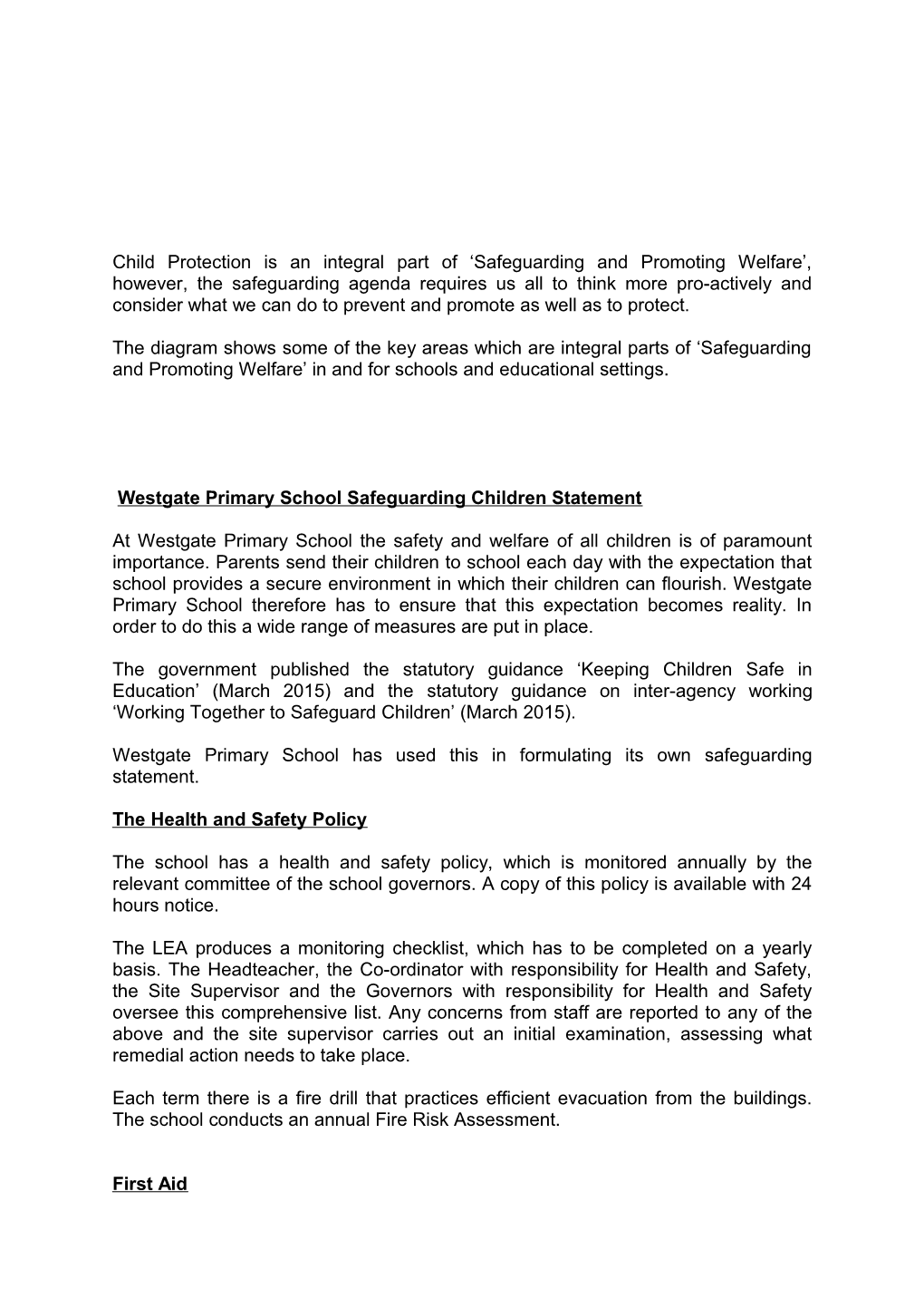 Westgate Primary School Safeguarding Children Statement