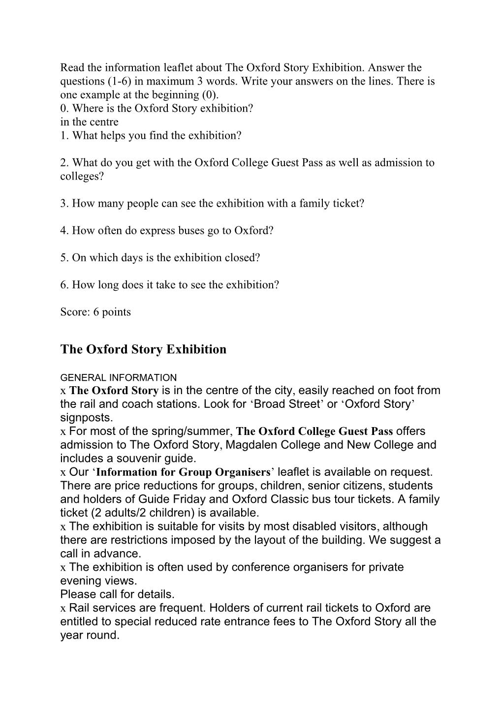 Read the Information Leaflet About the Oxford Story Exhibition
