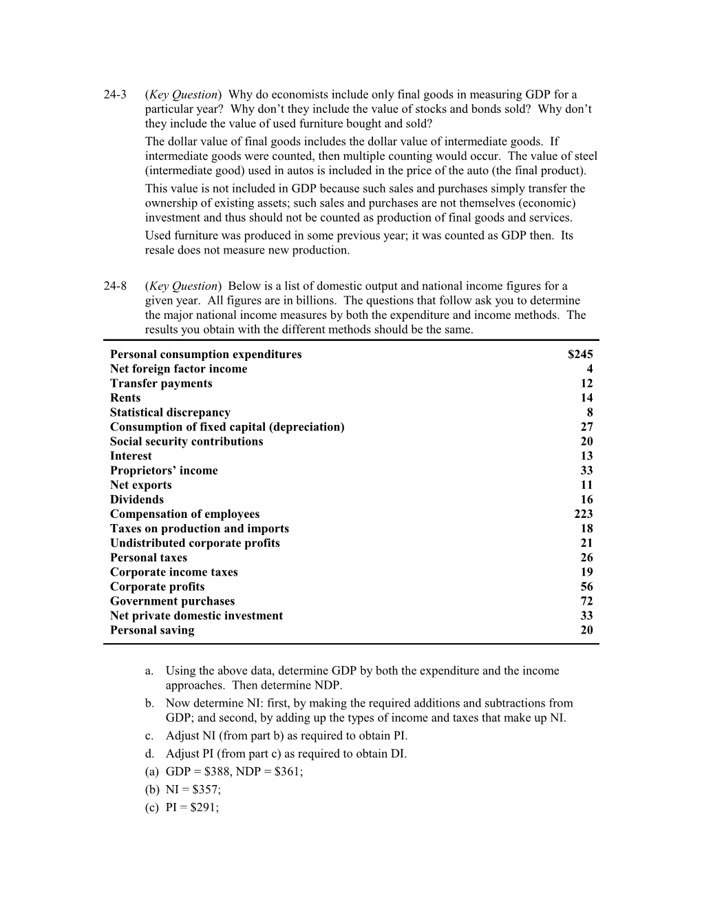 24-3(Key Question) Why Do Economists Include Only Final Goods in Measuring GDP for a Particular