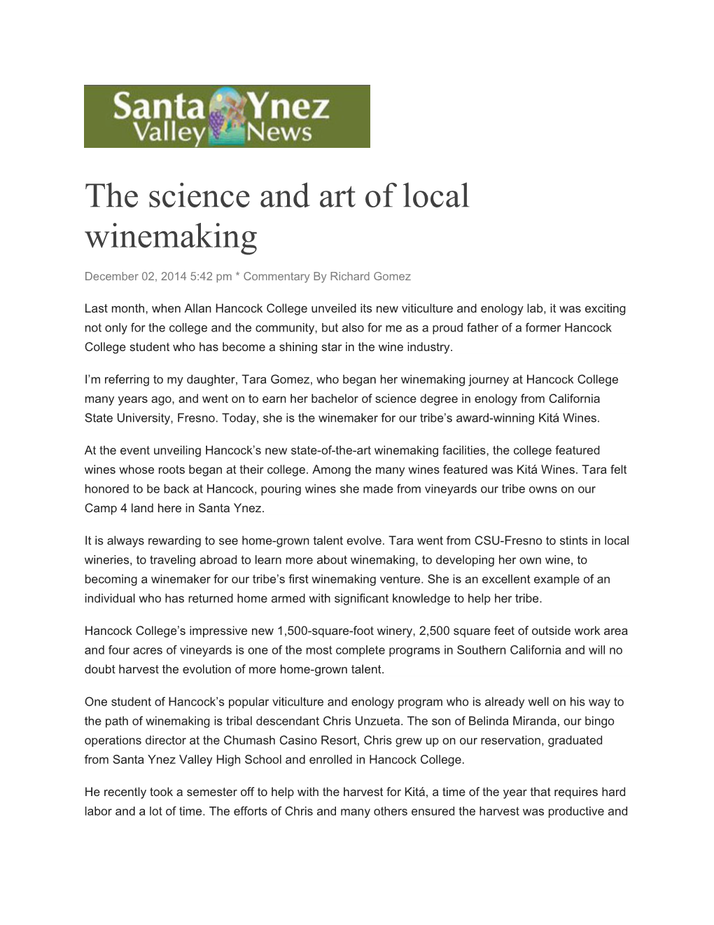The Science and Art of Local Winemaking