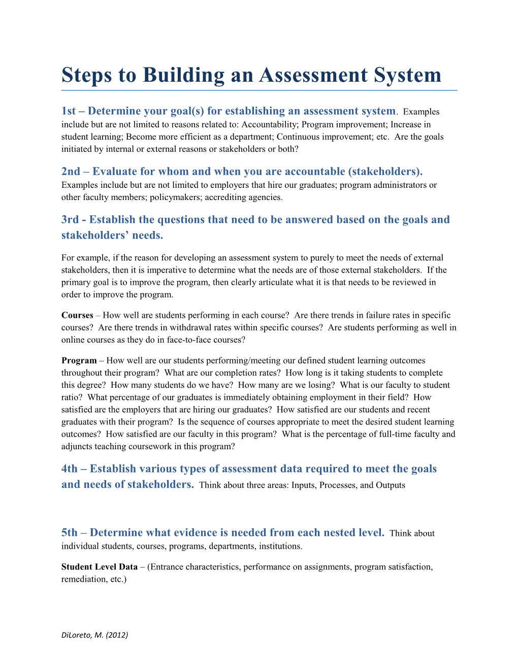 Steps to Building an Assessment System